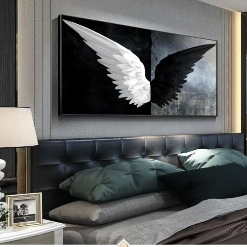 Black White Angel Wings Poster Canvas Art Posters and Prints Canvas Paintings on The Wall Art Pictures for Living Room Decor