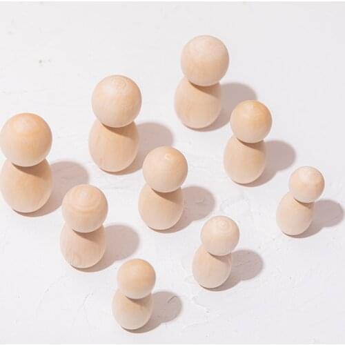 60mm, 70mm, 80mm Wooden Baby Toys Doll Childrens Room Decoration Kid Toy Gift Handmade DIY Sleek Wooden Blank Unfinished Doll