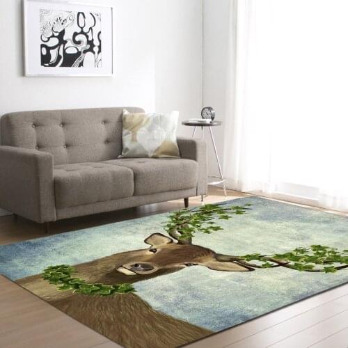 Modern doormat deer animanls printed child carpet rug for living room kidsroom bedroom tea table mats home decor