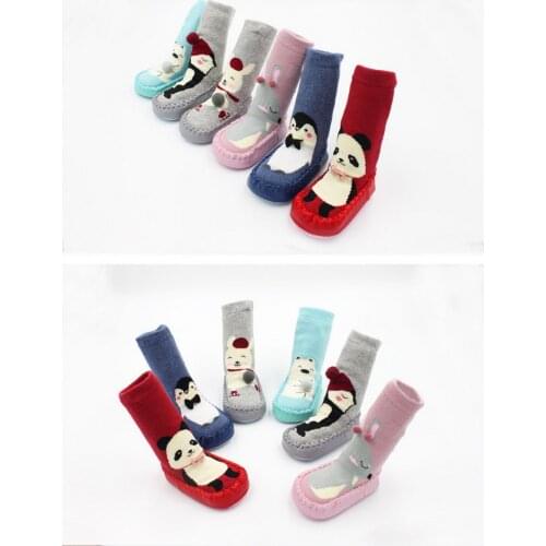 DHL 100pair Baby Walking Socks Winter Thickening Floor Socks Cartoon Children Boys Girls Anti-skid Warm Socks Cotton