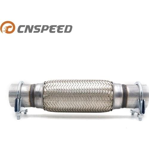 CNSPEED 2" x 8'' x 12" Car Exhaust Flex Pipe Bellows High Quality Double Braid Connector Ripple Sliver with Bracket YC101188