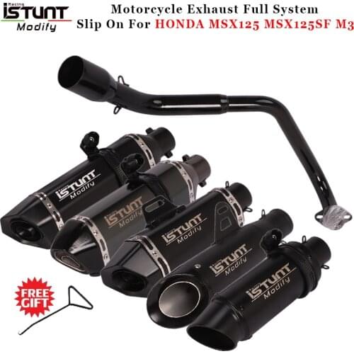 Motorcycle Exhaust Full System Escape Modified Muffler DB Killer 51mm Front Middle Link Pipe For Honda MSX125 MSX125SF M3
