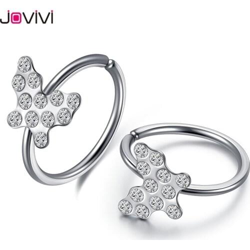 JOVIVI Stainless Steel with Rhinestone Butterfly Nose Septum Ring Lip Ring Eyebrow Ring 20G Multifunction Body Piercing Jewelry