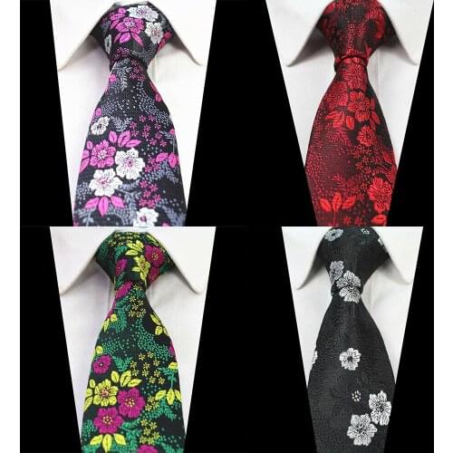 Ricnais Classic 7cm Floral Mens Ties Red Bule Silk Jacquared Necktie Suit Women Business Wedding Party Ties Gifts Accessories