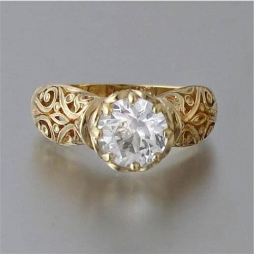 Finger Rings for Women Gold/Silver Color Fashion Alloy Zircon Hollow Flowers Wedding Jewelry Gift Accessories