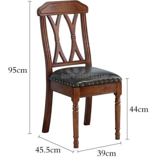 American-style Solid Wood Lounge Chair Back Chair Home Desk Chair European-style Retro Restaurant Backrest Leather Chair