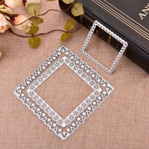 Lace Background Metal Cutting Dies Wedding Mold Square Frame Cut Die Scrapbook Paper Craft Knife Mould Blade Punch Stencils