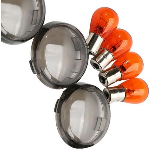 Mayitr 4Sets Front Rear Turn Signal Light Smoked Lens ABS Plastic Covers With Amber Bulb Kit For 883exc