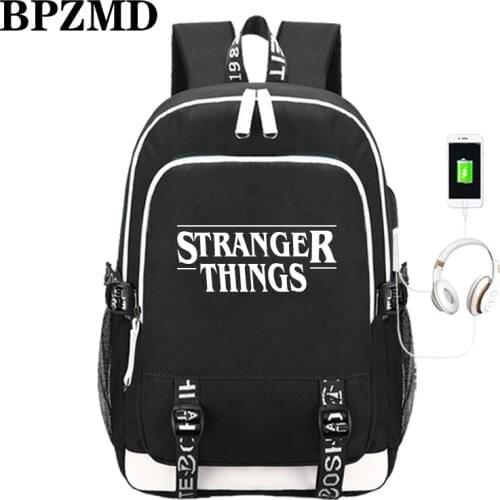 Multifunction USB charging for teenagers boys Student Girls School Bags Stranger Things Backpack travel Luminous Bag Laptop Pack
