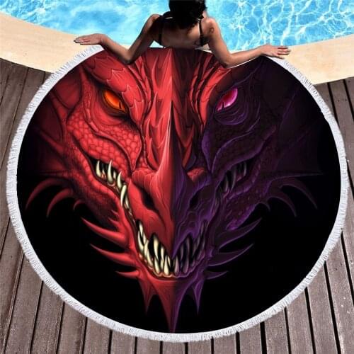 Cartoon Animals Dragon Dinosaur 150cm Round Beach Towel Wall Picnic Blanket Portable Outdoor Sport Kids Gift Yoga Mat T616