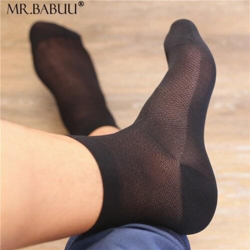 Mens business suits, black and white gray casual mesh, thin and transparent cotton, soft summer stockings with heels