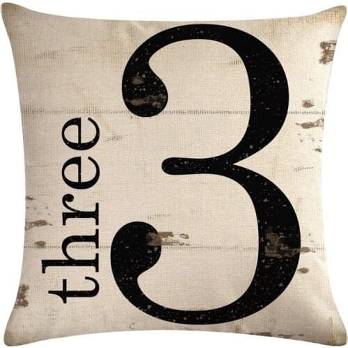 1-10 Cushion Cover Cotton Linen Number Printed Home Decorative Sofa Throw Pillow Case For Sofa Chair