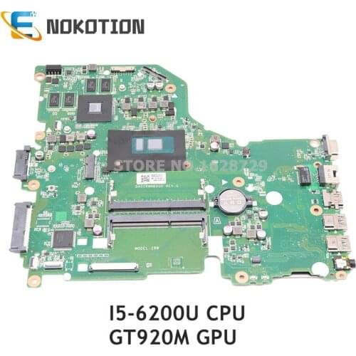 NOKOTION For Acer aspire E5-574G F5-572G V3-575G laptop motherboard NBG3B11001 NB.G3B11.001 DA0ZRWMB6G0 I5-6200U CPU GT920M GPU