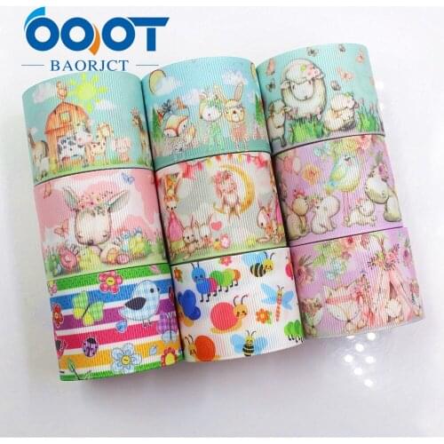 OOOT BAORJCT I-19221-411,38mm,10yards Cartoon Thermal transfer Printed grosgrain Ribbons,bow cap DIY accessories decorations