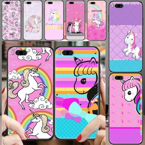Rainbow Unicorn Cute Cartoon Phone case For Xiaomi Mi Max Note 3 A2 A3 8 9 9T 10 Lite Pro Ultra black 3D bumper painting hoesjes