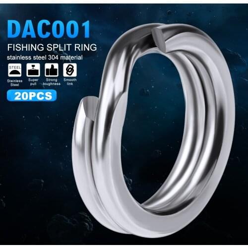 20pcs Fishing Split Rings for Crank Hard Bait Silver Stainless Steel 3#-8# Double Loop Split Open Carp Tool Fishing Accessories