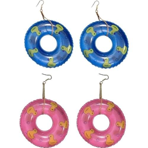 Earrings for Women Korean Kawaii Funny Plush Small Stud Cute Little Yellow Duck Swimming Hoop Dangle Earrings Fashion Jewelry