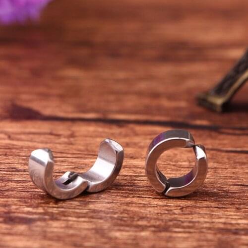 1 Pairs Geometric Punk Rock Black Titanium Sterling Steeling Ear Cuff Rings Clip On Earrings Minimalist Fashion Jewelry