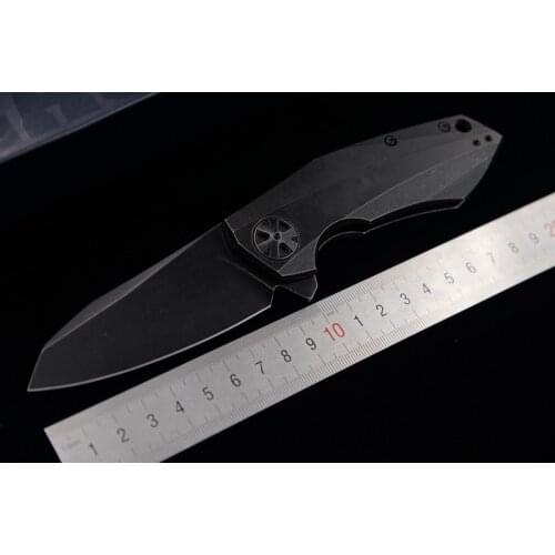 JUFULE ZT0456 0456BW Folding titanium handle Ball Bearing Flipper hunting camp Pocket Survival EDC Tool D2 blade kitchen knife