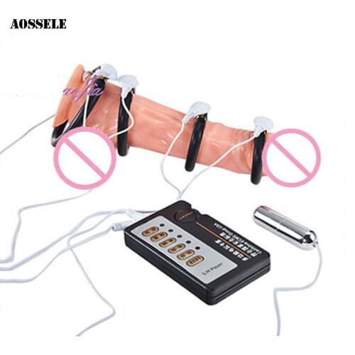 Penis Enlargement Electrio Pulse Physical therapy of Delay Ejaculation Penis Pump Electric Shock Sex Toys For Men Cock Ring