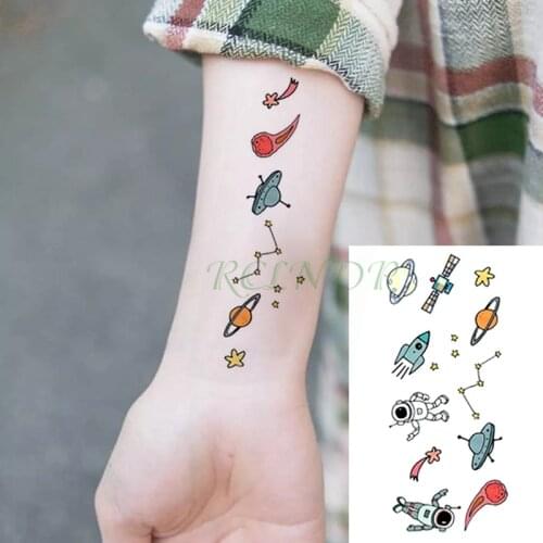 Waterproof Temporary Tattoo Sticker sun rocket astronaut planet star tatto flash tatoo fake tattoos for kid boy men women girl