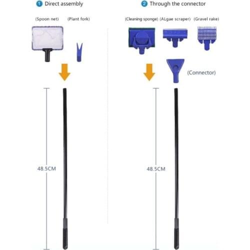 A 1SET Aquarium Cleaning Tools Aquarium Tank Clean Set Fish Net Gravel Rake Algae Scraper Fork Sponge Brush Glass Cleaner