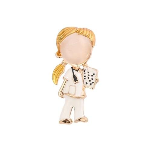 2pcs/Lot Cartoon Creative Opal Enamel Doctor Boys And Girls Brooches Medical Pin Nurse Jewelry Fashion 2 Style Available Gift