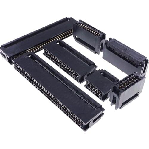 2 pcs IDC Type Card Edge Connector Slot 2.54 mm Pitch 10 14 16 20 24 26 30 34 40 50 60 64 Pin PCB Socket Flat Cable 1.27 mm