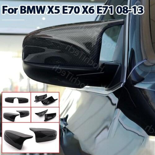 2pcs modified Side Wing facelifted Rearview Mirror Cover caps Bright black Carbon Fiber Pattern For BMW X5 E70 X6 E71 2008-2013