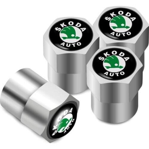 4Pcs Metal Tire Valve Caps Car Tyre Air Stems Cover For Skoda Superb Octavia Kodiaq Rapid Karoq Fabia Kamiq VisionS Yeti Scala