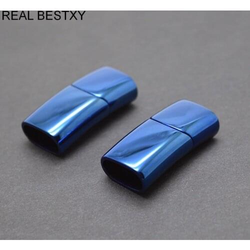 5pcs/lot Hole: 12*6mm Blue Stainless Steel Magnetic Clasps Flat Magnet Buckle Connector for Bracelets DIY Jewelry Making