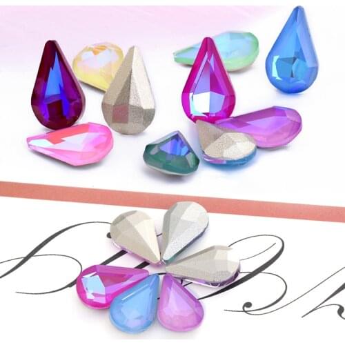 Mocha Fluorescence Teardrop Rhinestone Glue Nail Art Sticker Necklace Accessory K9 Glass Strass Bag Pointback Crystal Decor