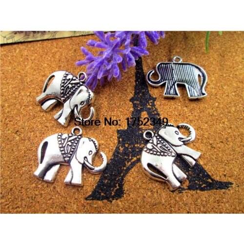 6Pcs Elephant charms Antiqued Tibetan silver Elephant Charms Pendants 25x21mm