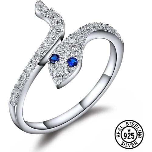 Dyson 925 Sterling Silver Party Rings Adjustable Statement Crystal Zircon Snake Ring For Women 2020 Fashion Trendy Jewelry