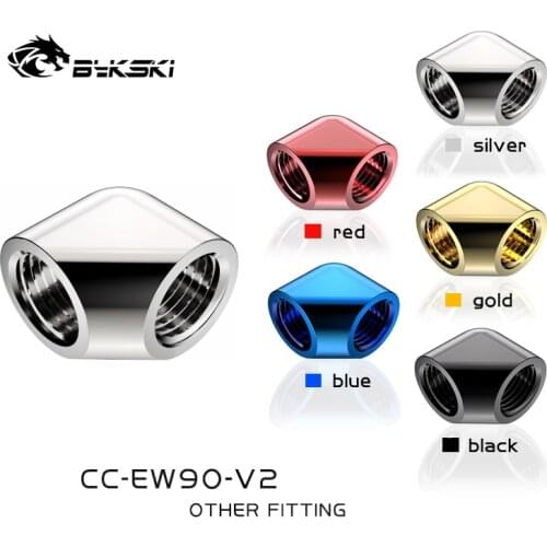 Bykski Angle 90 Fitting Double Female G1/4'' 90 Degree Connector Metal Fitting use for Water Cooling elbow G1 / 4 thread B-EW90