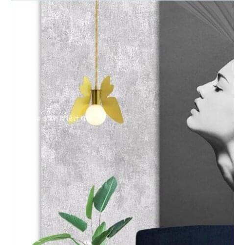 Butterfly chandelier restaurant bar single 3 head bedside American retro net red shop decoration chandelier