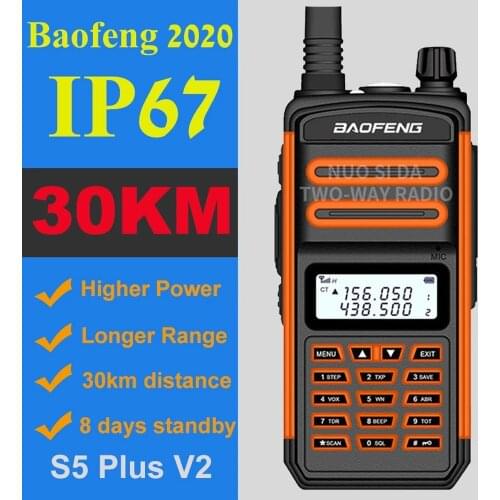 BAOFENG IP67 WATERPROOF S5 PLUS WALKIE TALKIE BF S5 PLUS HIGH POWER LONG RANGE 30KM TRI-BAND HAM CB RADIO HF TRANSCEIVER RADIO