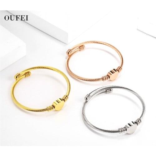 OUFEI Bohemian Jewelry Rose Gold Charms Heart love Bracelets For Women Adjustable Jewelry Accessories Wholesale Bangles Couple