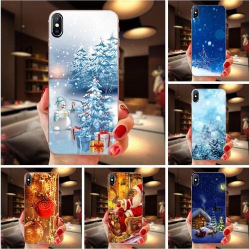 Merry Christmas Snow Tree Soft Luxury For Samsung Galaxy S3 S4 S5 Mini S6 S7 S8 Edge Plus S9 S10 S20 Plus