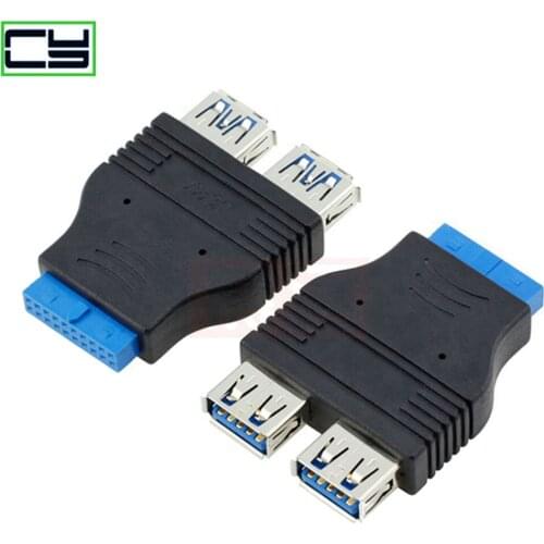 Dual Port USB 3.0 to Motherboard Mainboard Internal 20pin Header Adapter,20-pins to 2 X USB A Female