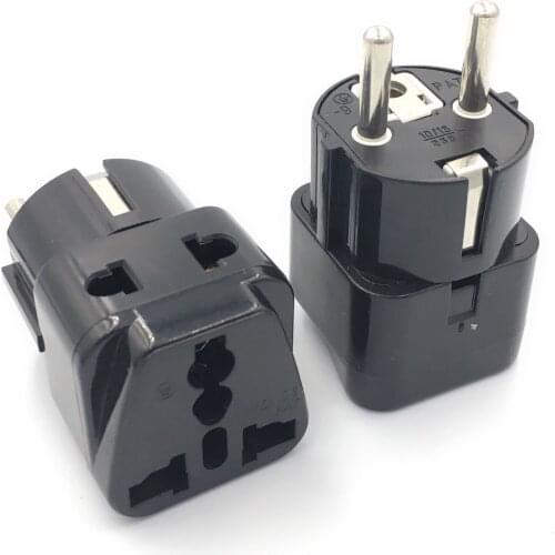 European Plug Travel Adapter Schuko Type E/F for Russia ,Germany, France, Europe - Grounded 2 in 1