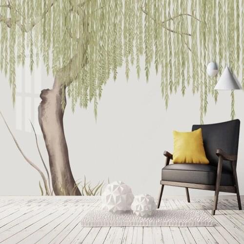 Photo Wallpaper Chinese Style Hand-painted Willow Murals Wall Cloth Living Room TV Sofa Backdrop Wall Painting Papel De Parede