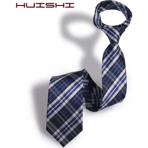 HUISHI Mens Neckties High Quality Striped Plaid Mens Tie Navy Blue Grey Classic Neck Ties Business Wedding 8cm Necktie Fashion
