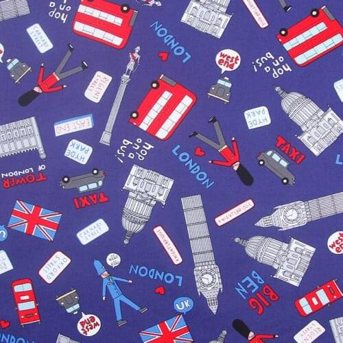 HLQON cotton sateen dark blue background fabric for sewing women clothing upholstery tissue wedding dress patchwork DIY