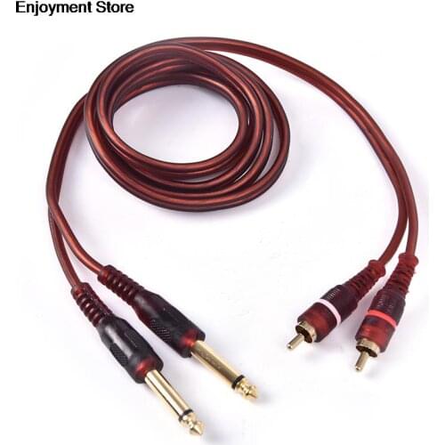 JULYHOT 1pc 1.5M Cable, Dual RCA Male to Dual 6.35mm 1/4 inch Male Mixer Audio Cable