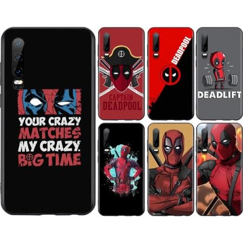 Deadpool Marvel Cool For Huawei P50 P40 P30 P20 P10 P9 P8 Lite E Pro Plus Lite Mini 2019 2017 Black Soft Phone Case