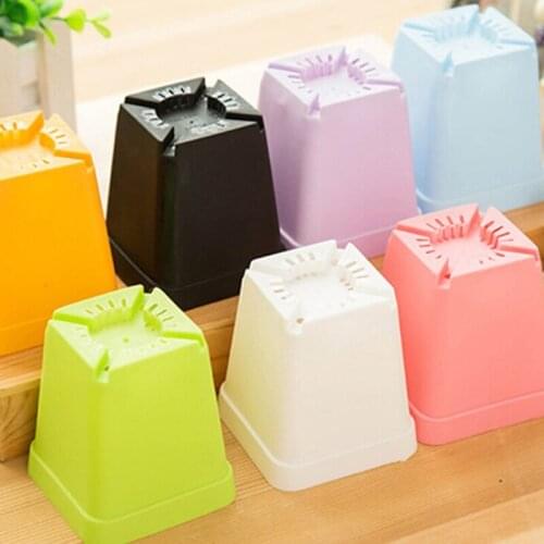 Square Plastic Colorful Plant Flower Pot Basket Tray Planter Home Garden Decor