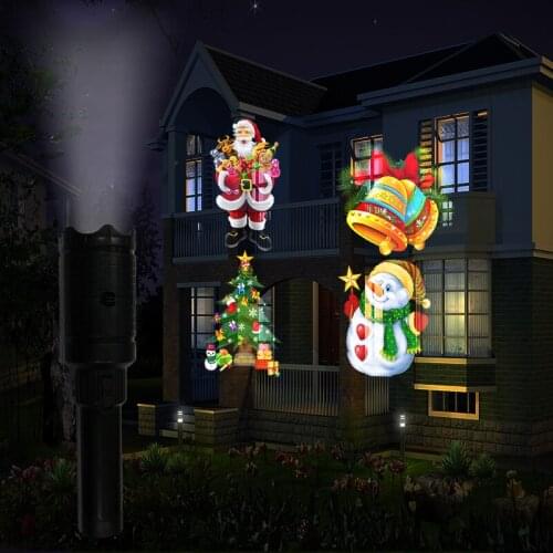 Laser Projector Christmas Lamps Rechargeable Flashlight With Card Lamp LED Stage Outdoor Decoration Lights
