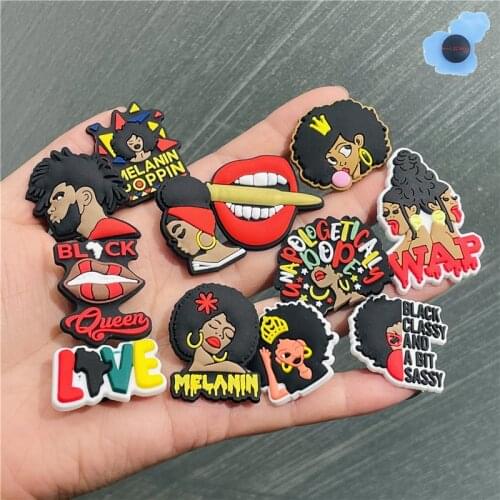 Single Sale Melanin Rights Protection Shoe Charms Accessories Black Life Prayer PVC Shoe Decoration for Croc jibz X-mas Gifts