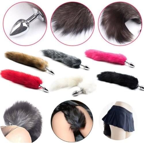 Metal Anal Plug Fox Tail Cosplay Butt Plug Stainless steel Sex Toys for Woman Couples Adult Games